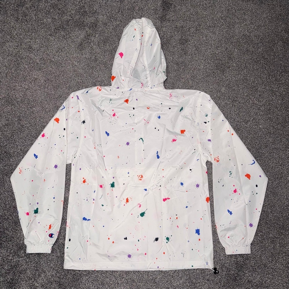 Champion Women's White Splash Tie-Dye Paint Splatter Pullover Windbreaker - XS - Picture 10 of 11